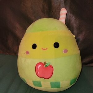 Squishmallows 12” JEAN the Apple Juice Box Drink Straw Green Yellow Plush